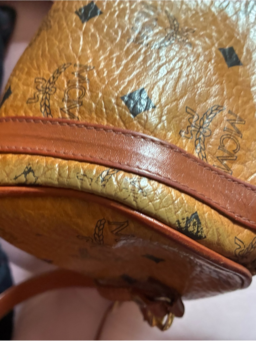 MCM Cognac Visetos Logo Crossbody Bag with Gold Plaque - Picture 6 of 8